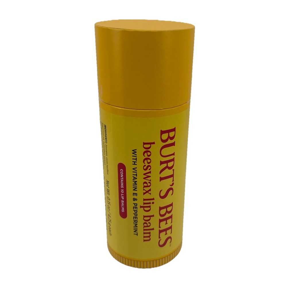 Burt's Bees Beeswax Lip Balm 10 Count With Vitamin E And Peppermint NEW Sealed